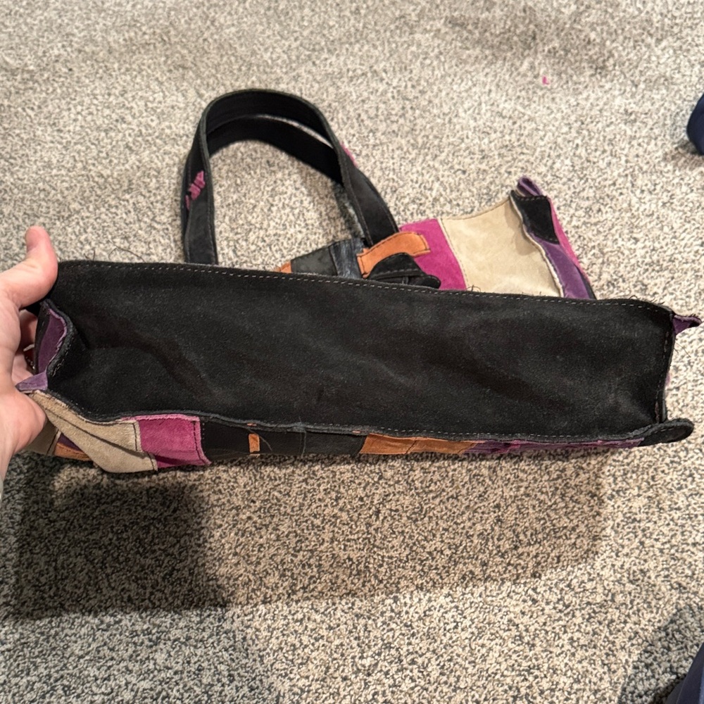 Multicolor Learher Patchwork Tote Bag - image 3